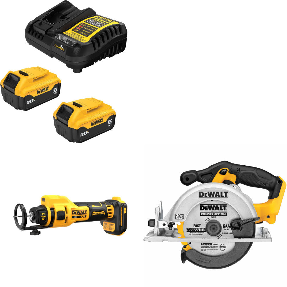 DeWalt DCB205-2C 20V Max Starter Kit W/ DCE555B 20V Cut-Out Tool & Circ Saw