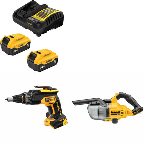 DeWalt DCB205-2C 20V Max Starter Kit W/ DCF630B 20V Screwgun & 20V Vacuum, Bare