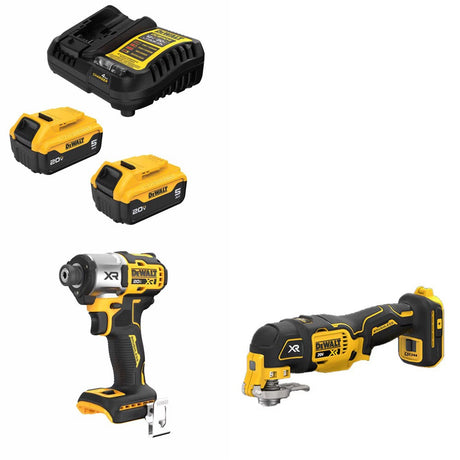 DeWalt DCB205-2C 20V Battery Kit W/ FREE DCF845B Impact Driver and FREE DCS356B Multi-Tool