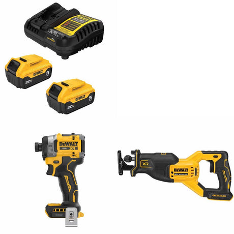 DeWalt DCB205-2C Battery Kit W/ FREE DCF860B Impact Driver and FREE DCS382B Saw