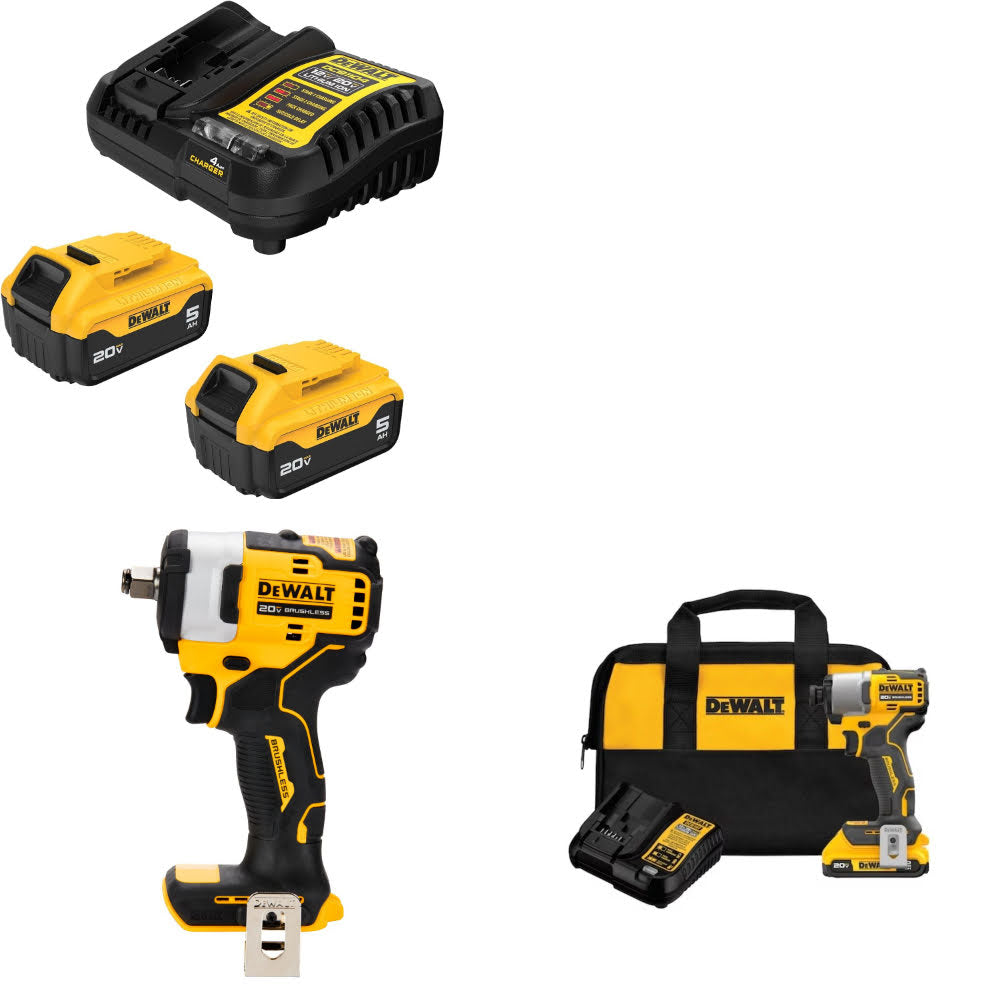 DeWalt DCB205-2C 20V Starter Kit W/ DCF911B Impact Wrench & Impact Driver Kit