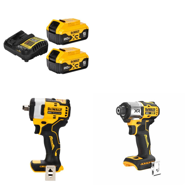 DeWalt DCB205-2C 20V Starter Kit W/ FREE DCF911B Impact Wrench & Impact Driver