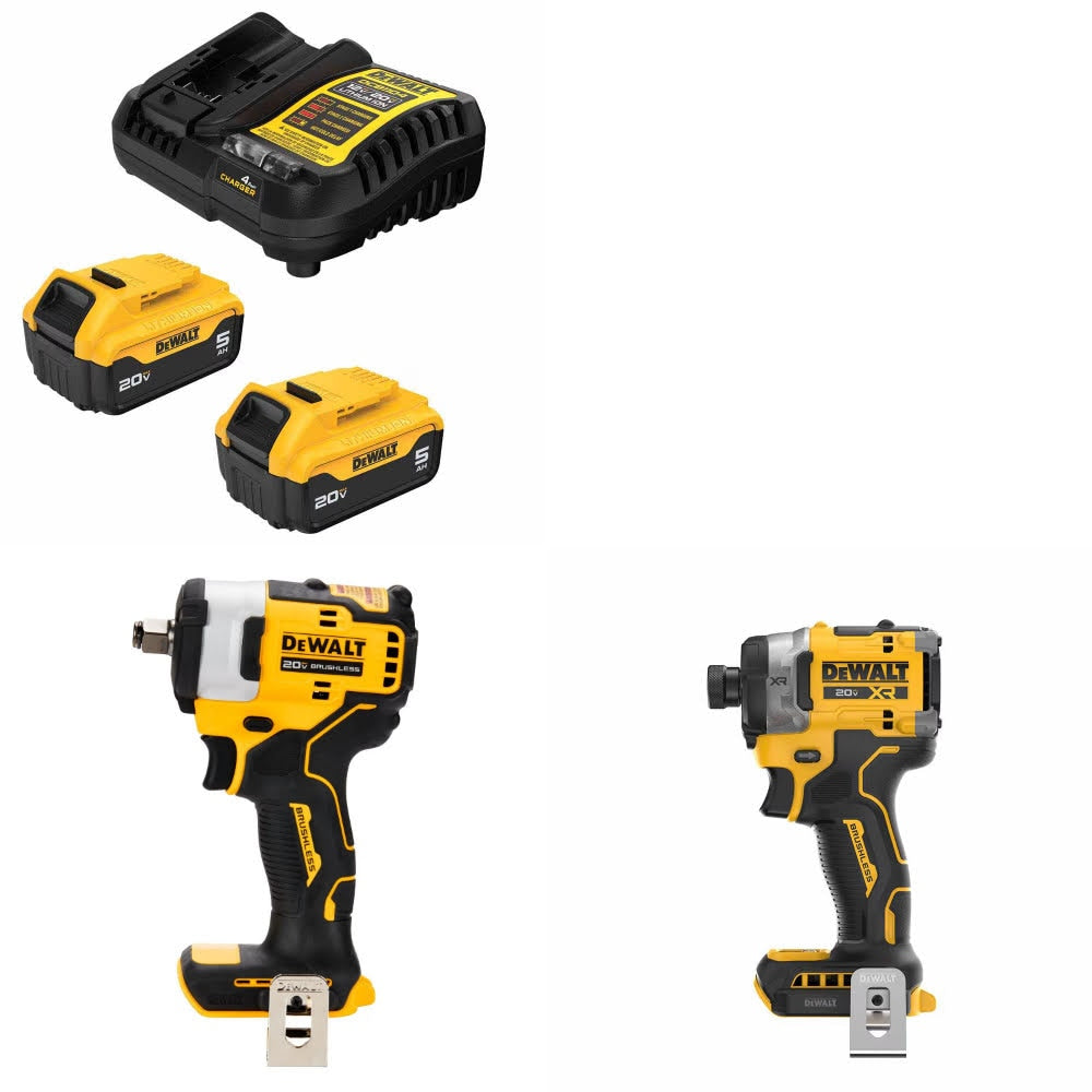 DeWalt DCB205-2C Battery Kit W/ FREE DCF911B Impact Wrench and DCF860B Driver
