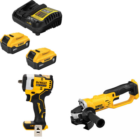 DeWalt DCB205-2C 20V Starter Kit W/ DCF913B 20V Impact Wrench & Cut-Off Tool