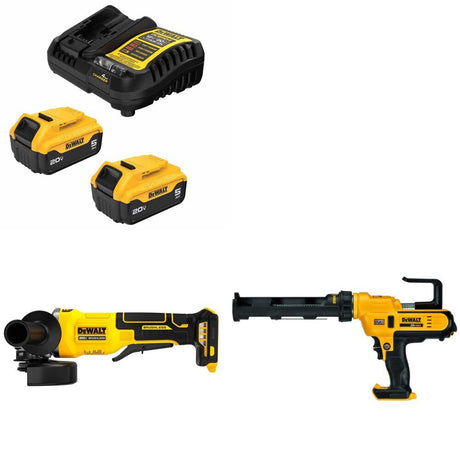 DeWalt DCB205-2C Battery Kit W/ FREE DCG408B Grinder and FREE DCE560B Caulk Gun