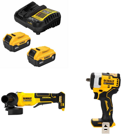 DeWalt DCB205-2C Battery Kit W/ FREE DCG408B Grinder and FREE DCF913B Impact Wrench