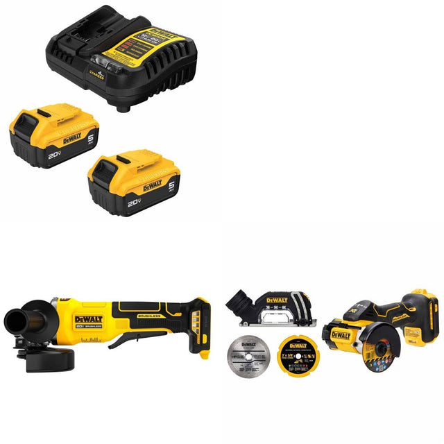DeWalt DCB205-2C Battery Kit W/ FREE DCG408B Grinder and FREE DCS438B Cut-Off