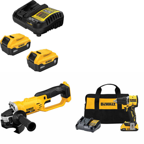 DeWalt DCB205-2C 20V MAX Starter Kit W/ DCG412B Cut-Off Tool & Drill/Driver Kit