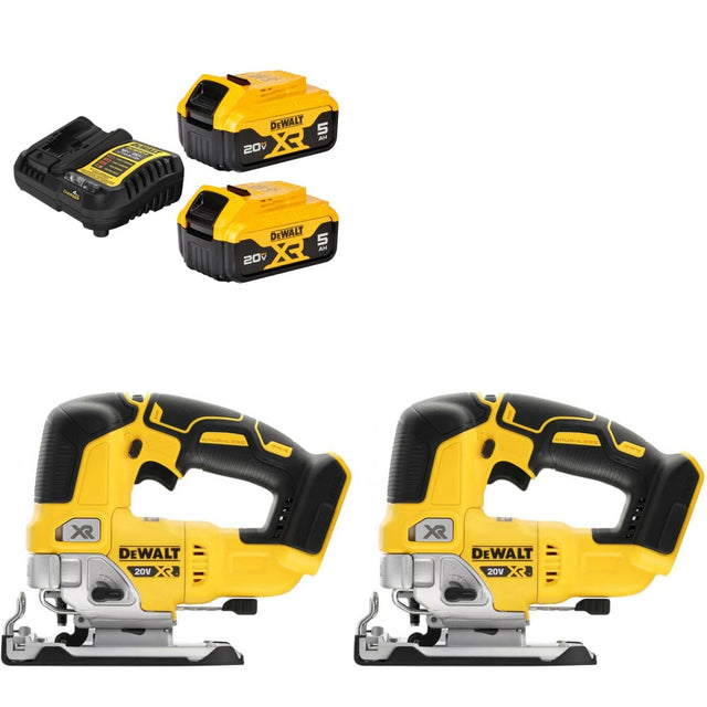 DeWalt DCB205-2C 20V MAX XR 5Ah Starter Kit W/ FREE DCS334B 20V MAX Jig Saw-2Pk