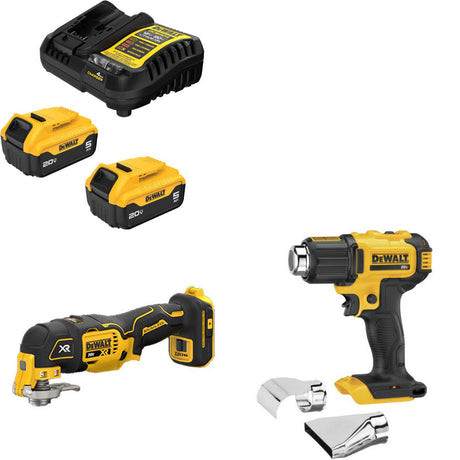 DeWalt DCB205-2C 20V Max Starter Kit W/ DCS356B 20V Multi-Tool & Heat Gun, Bare