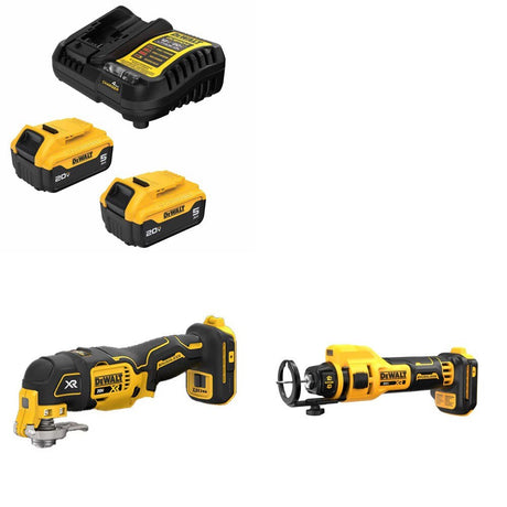 DeWalt DCB205-2C 20V Battery Kit W/ FREE DCS356B Multi-Tool and FREE DCE555B Cut-Out