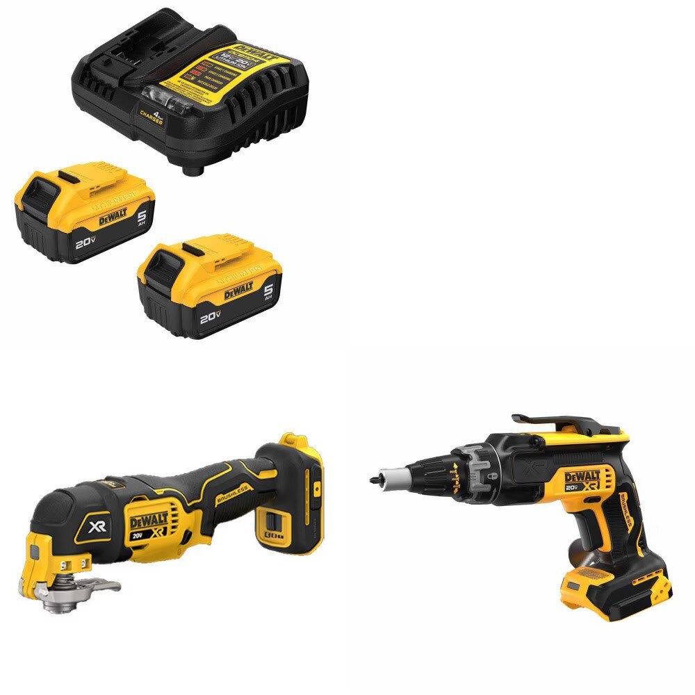DeWalt DCB205-2C Battery Kit W/ FREE DCS356B Multi-Tool and FREE DCF630B Screwgun