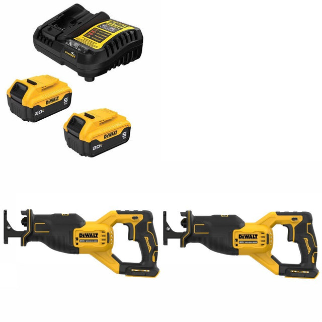 DeWalt DCB205-2C Battery Kit W/ FREE DCS382B Reciprocating Saw, 2 Pack