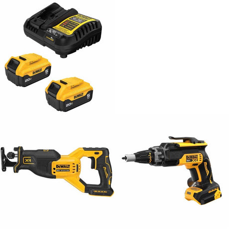DeWalt DCB205-2C Battery Kit W/ FREE DCS382B Recip Saw and FREE DCF630B Screwgun