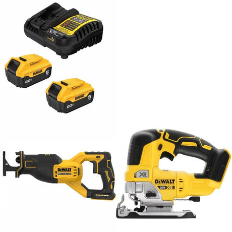DeWalt DCB205-2C 20V MAX 5Ah Battery Kit W/ FREE DCS382B Recip Saw and FREE DCS334B Jig Saw