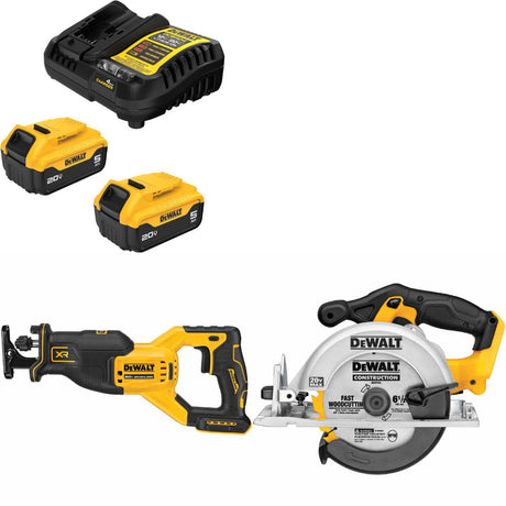 DeWalt DCB205-2C 20V MAX Starter Kit W/ DCS382B 20V Recip Saw & Circ Saw, Bare