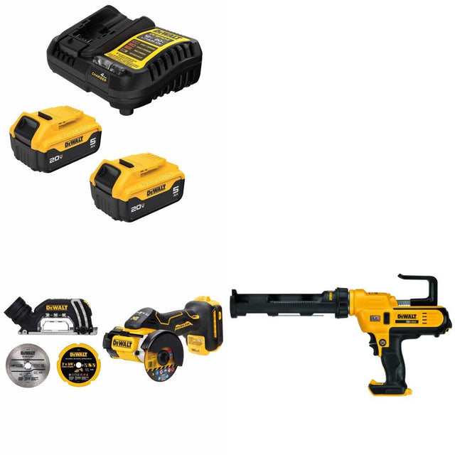 DeWalt DCB205-2C Battery Kit W/ FREE DCS438B Cut-Off Tool and FREE DCE560B Caulk Gun