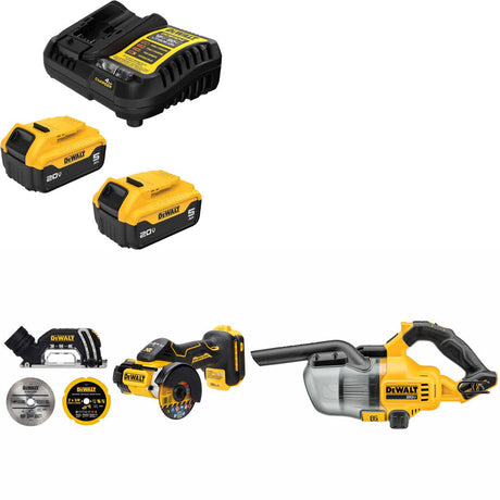 DeWalt DCB205-2C 20V Max Starter Kit W/ DCS438B 20V Cut-Off Tool & Vacuum, Bare