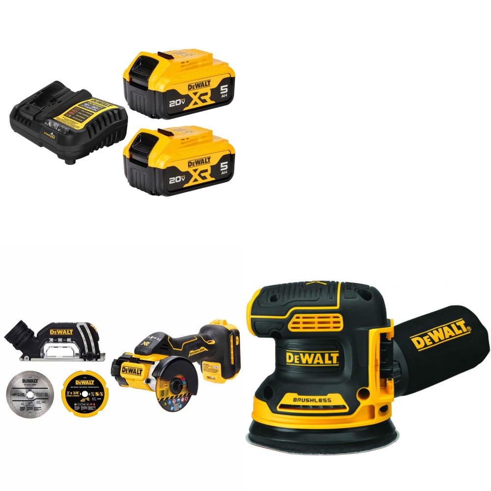 DeWalt DCB205-2C 20V Starter Kit W/ FREE DCS438B 20V Cut-Off Tool & Sander, Bare