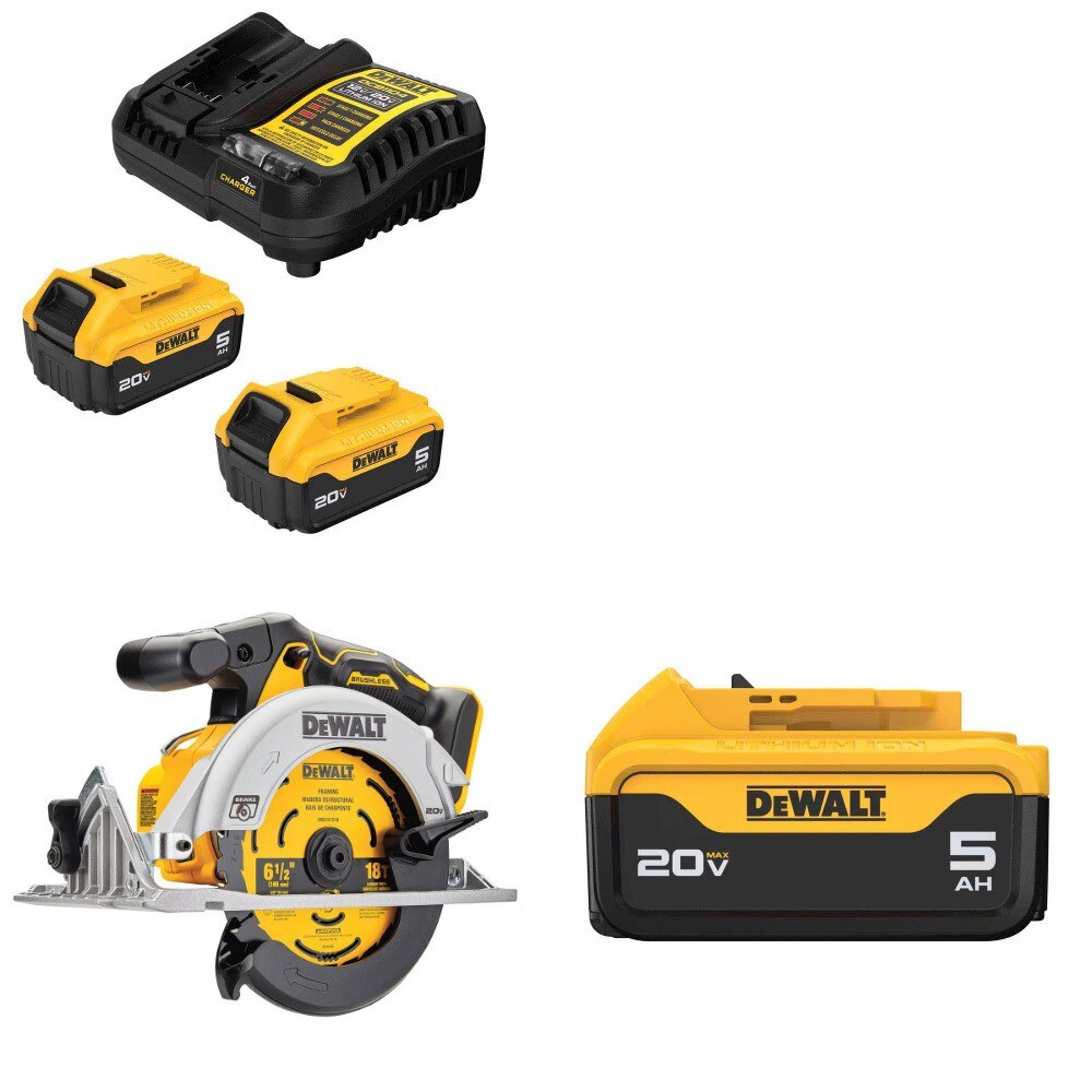 DeWalt DCB205-2C 20V Battery Kit W/ FREE DCS565B 6-1/2" Saw and FREE DCB205