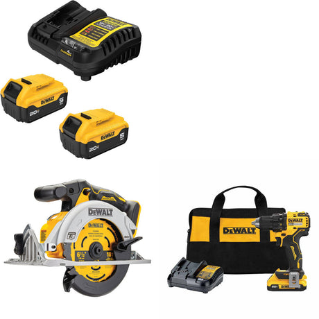 DeWalt DCB205-2C 20V MAX Starter Kit W/ DCS565B 20V Circ Saw & Drill/Driver Kit