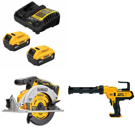 DeWalt DCB205-2C Battery Kit W/ FREE DCS565B Saw and FREE DCE560B Caulk Gun