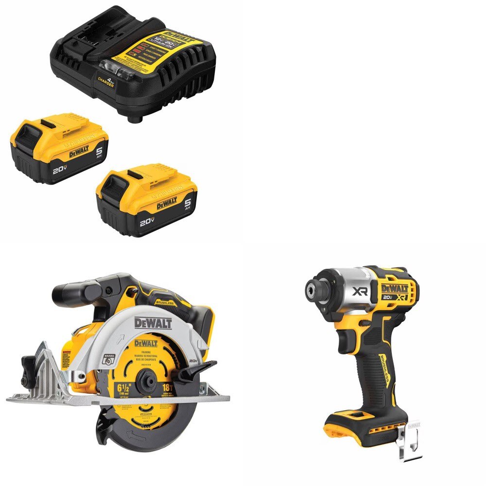 DeWalt DCB205-2C 5Ah Battery Kit W/ FREE DCS565B Saw and FREE DCF845B Driver