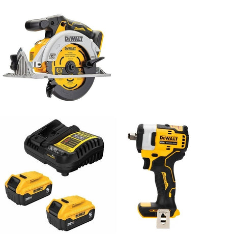 DeWalt DCB205-2C 5Ah Battery Kit W/ FREE Saw and FREE Impact Wrench