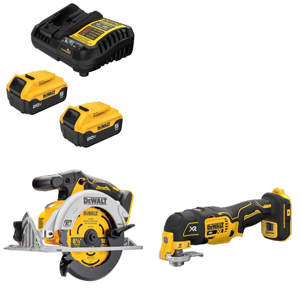 DeWalt DCB205-2C Battery Kit W/ FREE DCS565B Saw and FREE DCS356B Multi-Tool
