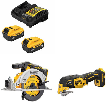 DeWalt DCB205-2C Battery Kit W/ FREE DCS565B Saw and FREE DCS356B Multi-Tool