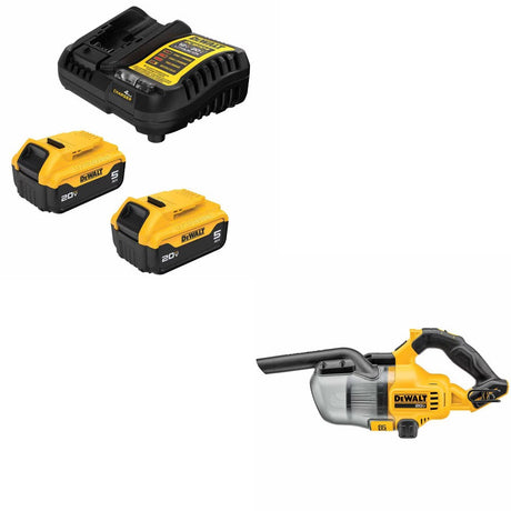 DeWalt DCB205-2C 20V 5Ah Battery Kit W/ FREE DCV501HB 20V Hand Vacuum