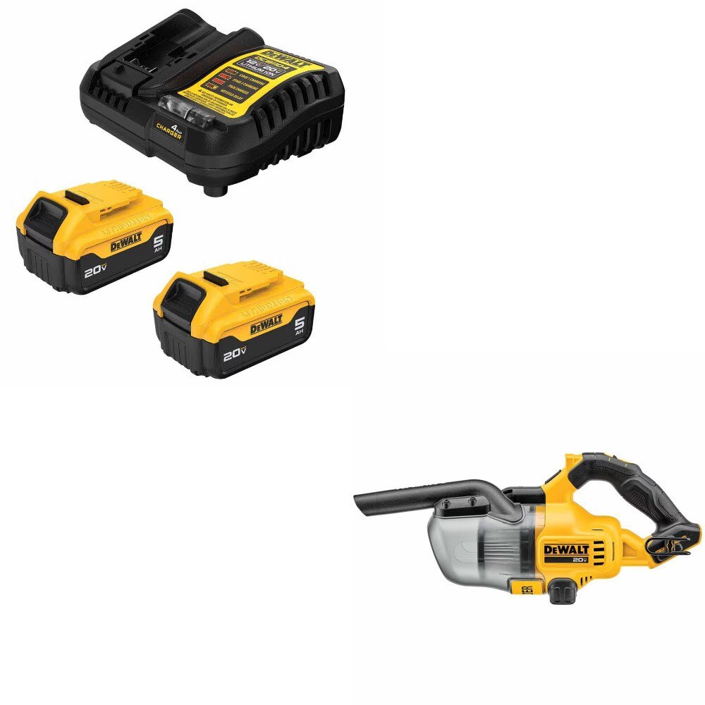 DeWalt DCB205-2C 20V 5Ah Battery Kit W/ FREE DCV501HB 20V Hand Vacuum