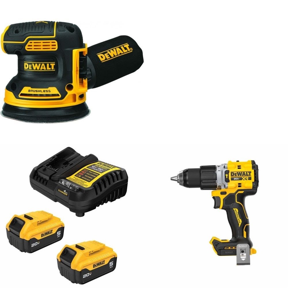 DeWalt DCB205-2C Battery Kit W/ FREE DCW210B Sander and FREE DCD806B Drill