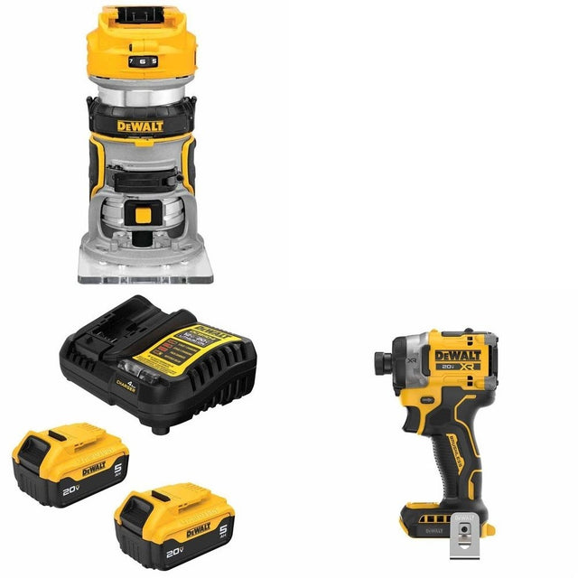 DeWalt DCB205-2C Battery Kit W/ FREE Router and FREE Impact Driver