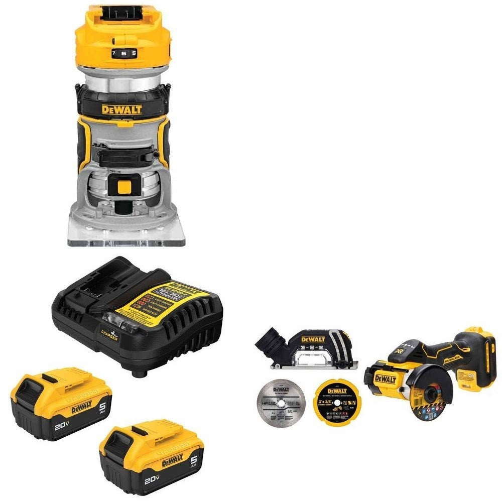 DeWalt DCB205-2C Battery Kit W/ FREE DCW600B Router and FREE Cut-Off Tool