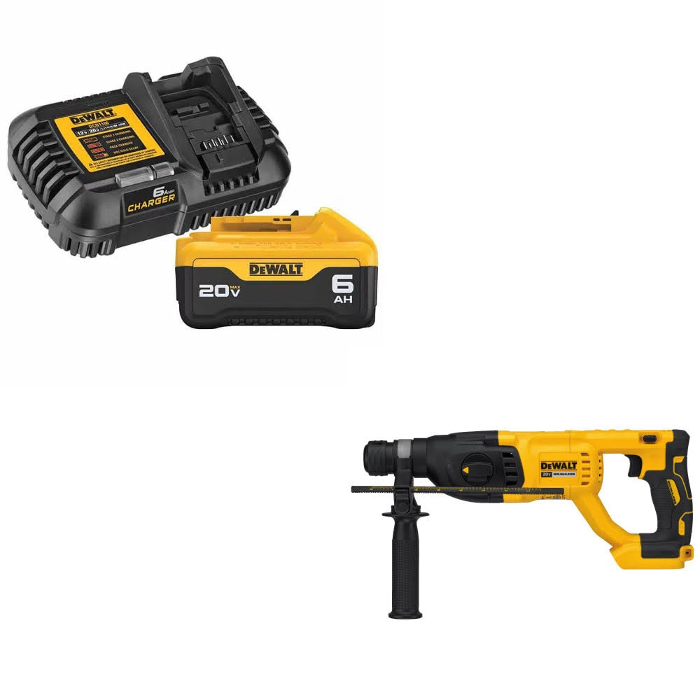 DeWalt DCB206C Battery Kit W/ FREE DCH133B Rotary Hammer