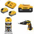 DeWalt DCB2108-2C 20V MAX 8Ah Starter Kit W/ FREE DCB205 Battery, DCW600B Router and DCF630B Screwgun