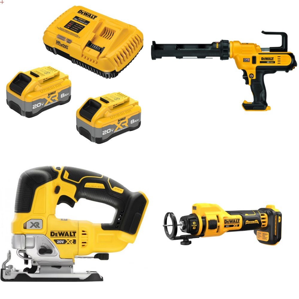 DeWalt 20V 8Ah Battery Kit W/ FREE Caulk Gun, FREE Jigsaw and FREE Cut-Out