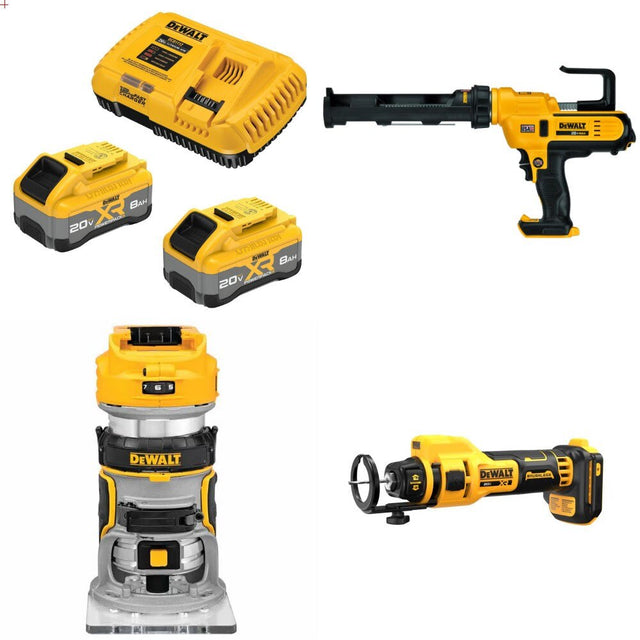 DeWalt 8Ah Starter Kit W/ FREE Caulk Gun, FREE Router, and FREE Cut-Out