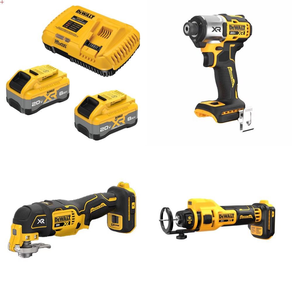 DeWalt DCB2108-2C 8Ah Starter Kit W/ FREE DCF845B Driver, DCS356B Multi-Tool and DCE555B Cut-Out Tool