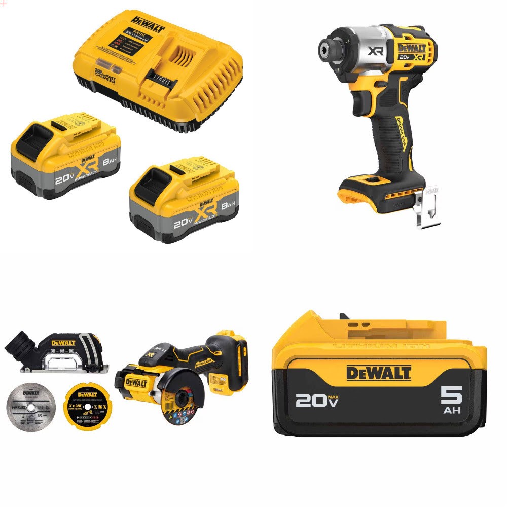 DeWalt 8Ah Kit W/ FREE Impact Driver and FREE Cutoff and FREE 5Ah Battery