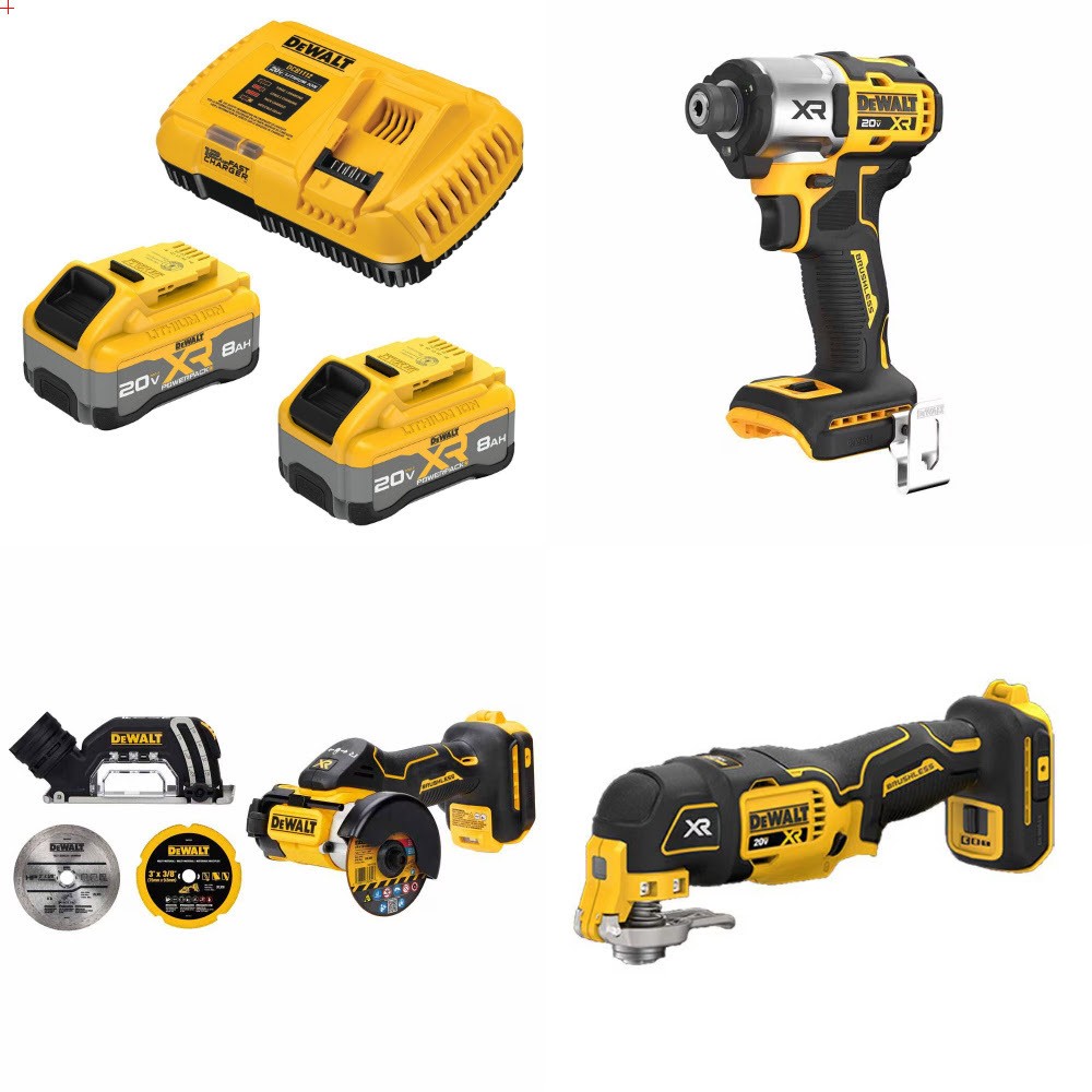 DeWalt 8Ah Kit W/ FREE Impact Driver and FREE Cut-Off and FREE Multi-Tool