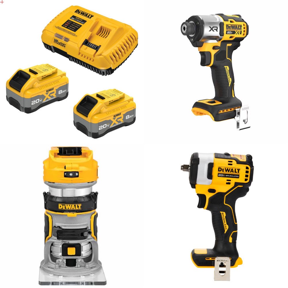 DeWalt 8Ah Kit W/ FREE Driver and FREE Router and FREE 3/8" Impact Wrench