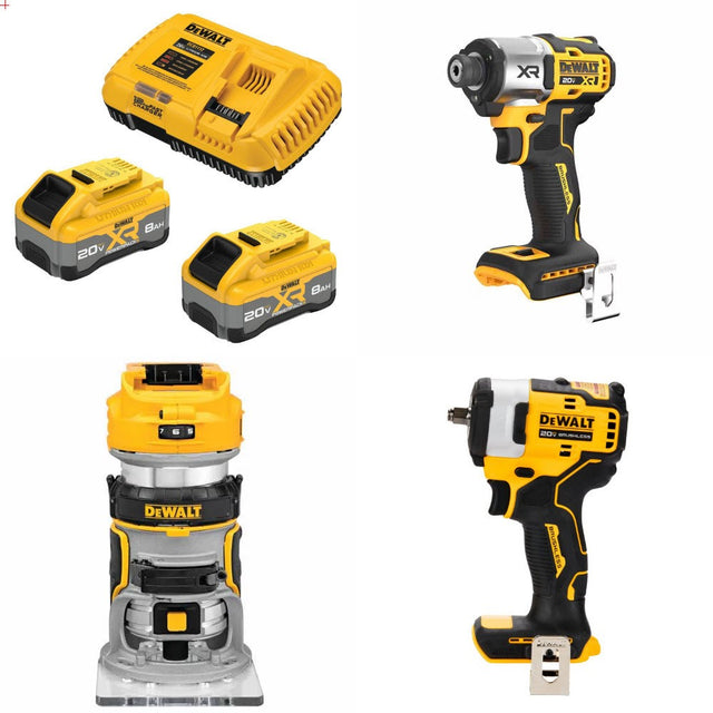 DeWalt 8Ah Kit W/ FREE Driver and FREE Router and FREE 3/8" Impact Wrench