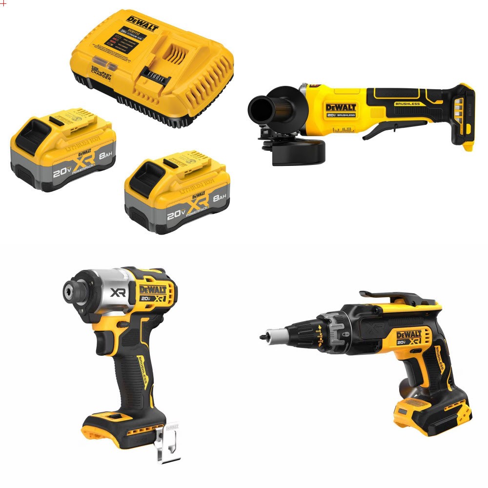 DeWalt DCB2108-2C Starter Kit W/ FREE Grinder, Impact Driver and Screwgun