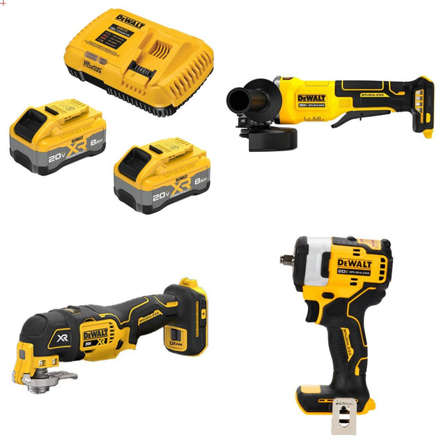 DeWalt 8Ah Kit W/ FREE Grinder and FREE Multi-Tool and FREE Impact Wrench