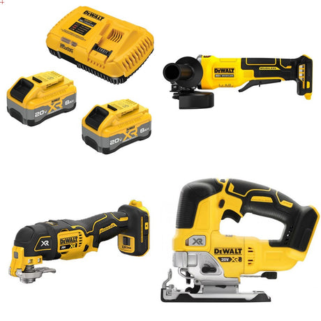 DeWalt 8Ah Starter Kit W/ FREE Grinder, FREE Multi-Tool and FREE Jig Saw