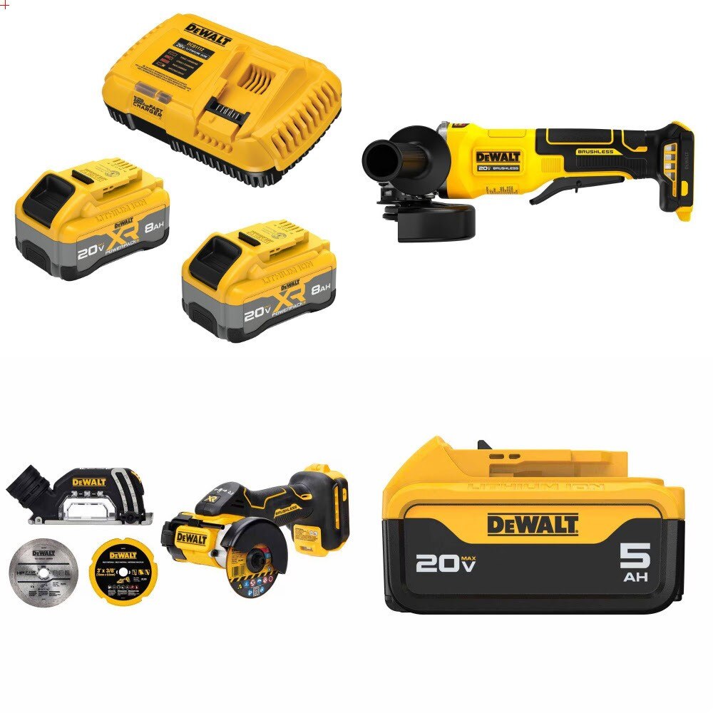 DeWalt 8Ah Starter Kit W/ FREE Grinder, FREE Cut-Off and FREE Battery Pack