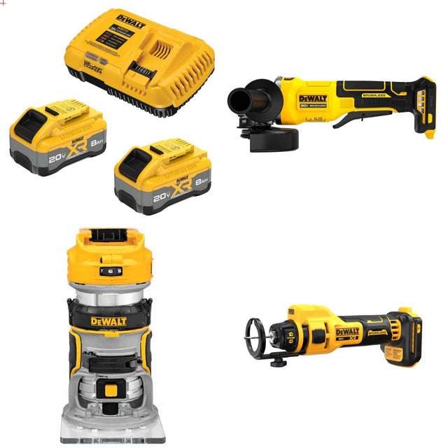 DeWalt DCB2108-2C 2 Pk Kit W/ FREE Grinder and FREE Router and FREE Cutout