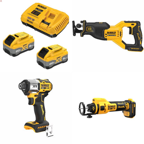 DeWalt 8Ah Battery Kit W/ FREE Recip Saw and FREE Impact and FREE Cutout